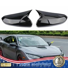 Side Mirror Cover Caps Rearview Cover For Honda Civic 2016-21 Glossy Black