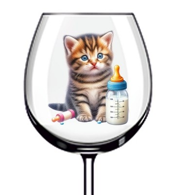 12x Baby Kätzchen Katze Vinyl Aufkleber Abziehbild Becher Weinglas Flasche Van Auto Becher