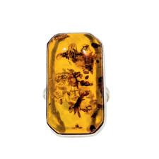 925 Sterling Silver Cognac Baltic Amber Large Unique Ring No Mark Tested Sz 9