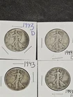 4pc Mixed Dates 50¢ Walking Liberty 90% Silver Half Dollars