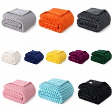 Grober Überwurf Kuschelig Plüsch Decke Weich Gerippt Fleece Überwurf für Schlafsofa Zuhause UK