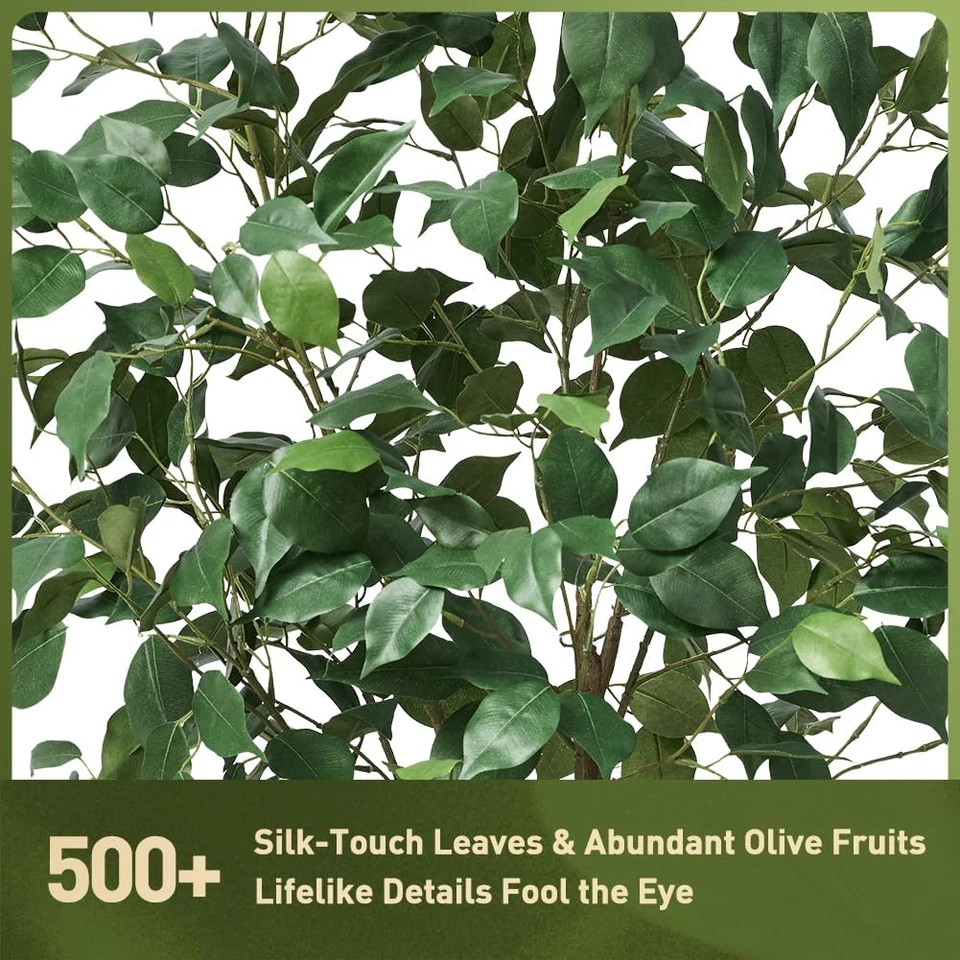 Artificial Ficus Tree - 4Feet Tall Fake Tree with Tapered Pot & 5 Decorative Pla - Изображение 3 из 4