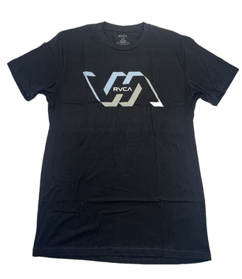 New RVCA Mens Medium Memory Short Sleeve T-Shirt Black w/Front Logo 100% Cotton
