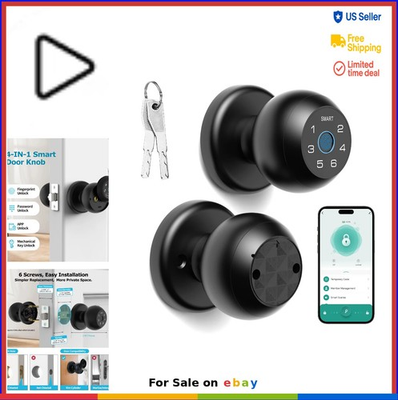 #ad #ad Ball Shaped Smart Lock Fingerprint App Passcode Electronic Touchscreen Door $41.97