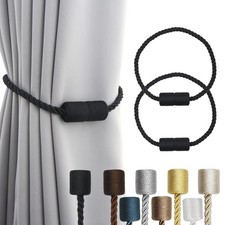 Porlau 2 Pack Black Strong Magnetic Curtain Tiebacks Outdoor Elegant