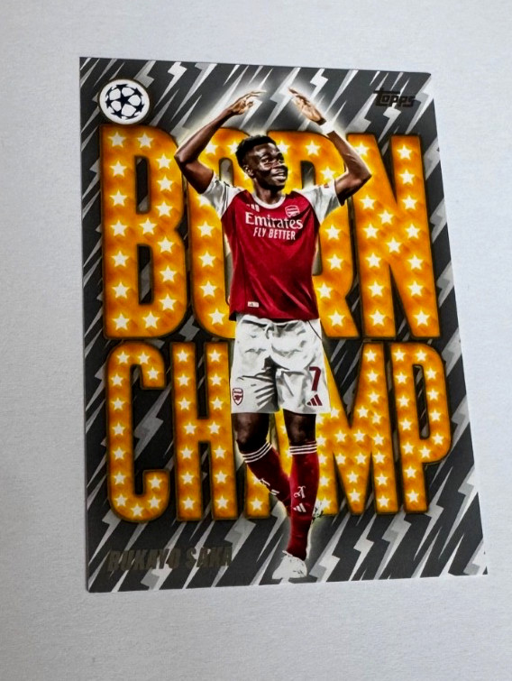 Bukayo Saka #BC-1 Soccer Cards 2025 Topps UEFA Born Champ trading card — raw and PSA graded price guide