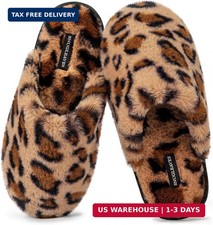 Snug Leaves Women's Fuzzy Scuff Slippers Memory Foam Non-slip House Shoes Indo