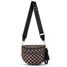 Bum Bags for Women, Checkered Crossbody Bag Nylon Crossbody Purse Lightweight...