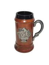 Authentic 1990's Miller Lite Ice Beer Wooden Stein Sampson USA #209 Very Rare 