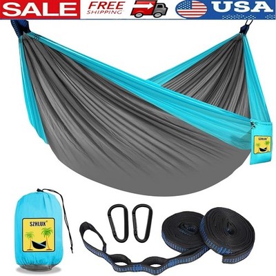 Adjustable Tree Straps Portable Camping Hammock Two Person Easy Setup 1.8lbs New