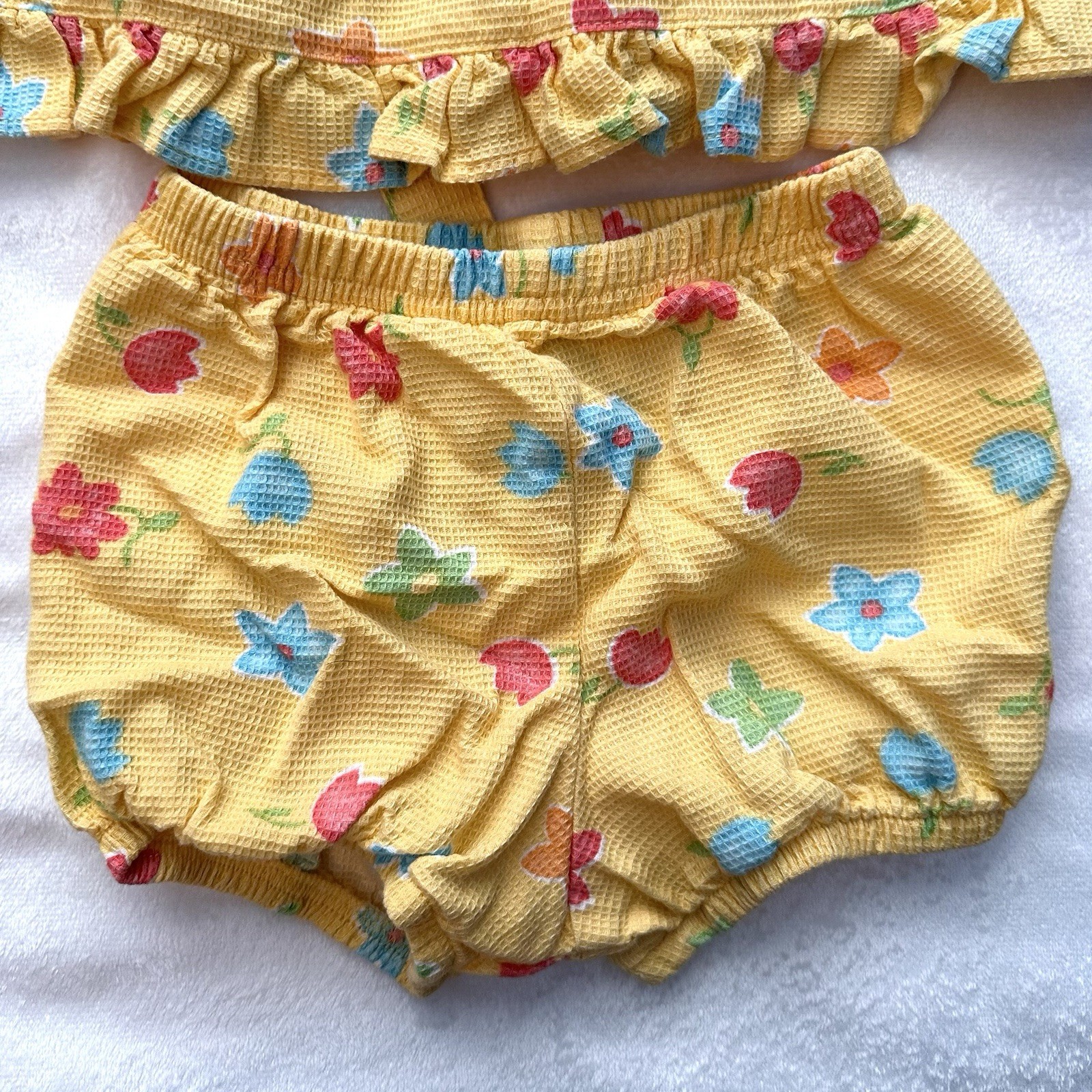 Vintage Baby B’gosh OshKosh 2pc Set Yellow Dress & Bloomers Flowers 6-9M Rare image 3