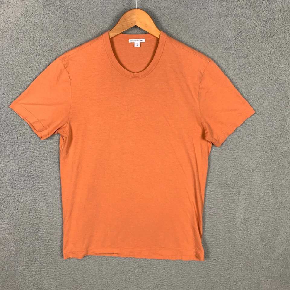 James Perse T-Shirt Mens 3/Large Orange Blue Pigment Short Sleeve Crew Lot of 2 - Image 2 of 4