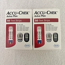 AccuChek Aviva Plus Diabetic Test Strips (2 Boxes)-Exp. 10/25 + 12/25 total 100