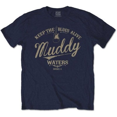 Men's Muddy Waters Keep The Blues Alive Slim Fit T-shirt Small Navy