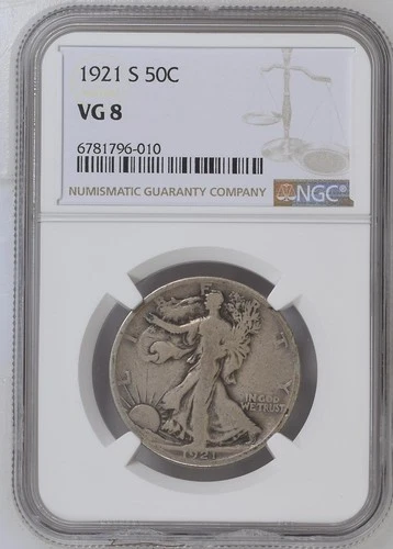 1921-S Walking Liberty Half Dollar *Key San Francisco Issue* NGC VG 8
