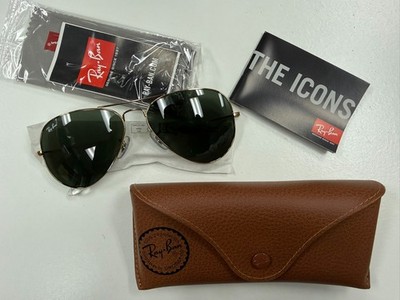 Ray Ban ORB3025 Aviator Large Metal Sunglasses, G-15 Green Lenses, Unisex, Italy