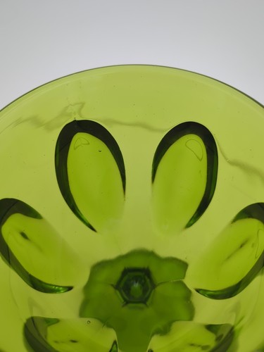 LE Smith Green Glass Compote 6 Petal Candy Dish 8½ Inches Tall, VTG HTF - Picture 10 of 17