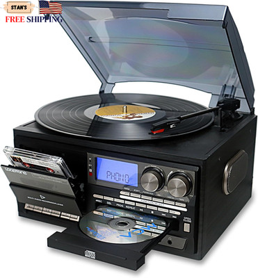 10 in 1 Vintage Vinyl Record Player with Bluetooth CD Cassette & Radio FREE SIPP