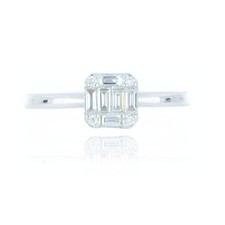 Image of 18ct White Gold Baguette Cut Diamond Cluster Ring