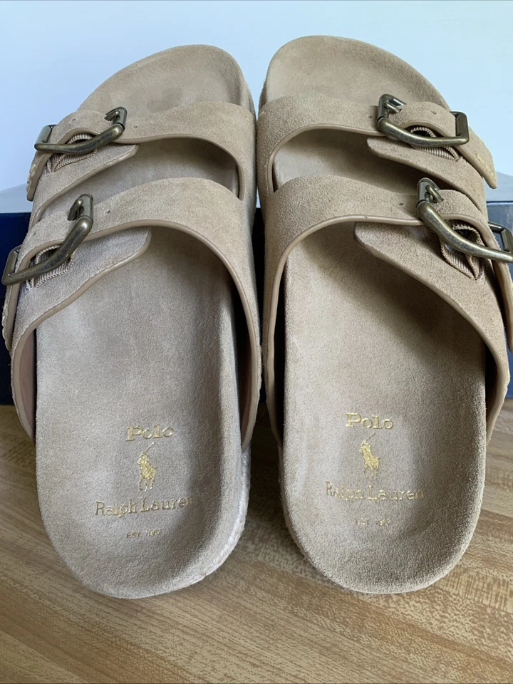 💫Polo Ralph Lauren Hombres Talla 10D Cuero Gamuza Fisherman Prep Marrón Turbach NUEVO Foto 2 de 4