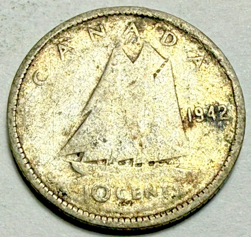 1942 Canada Silver Dime – George VI – 10 Cents – 80% Silver