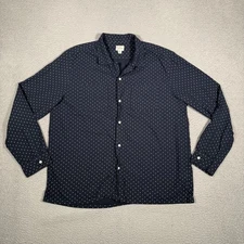 J Crew Shirt Mens XL Blue Challis Cotton Wool Camp Collar Polka Dot Button Up