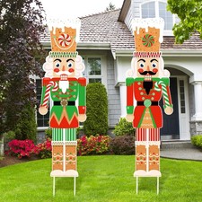 Christmas Decorations Nutcracker Yard Signs Stakes Xmas Gift 2 Pcs 39"x13"
