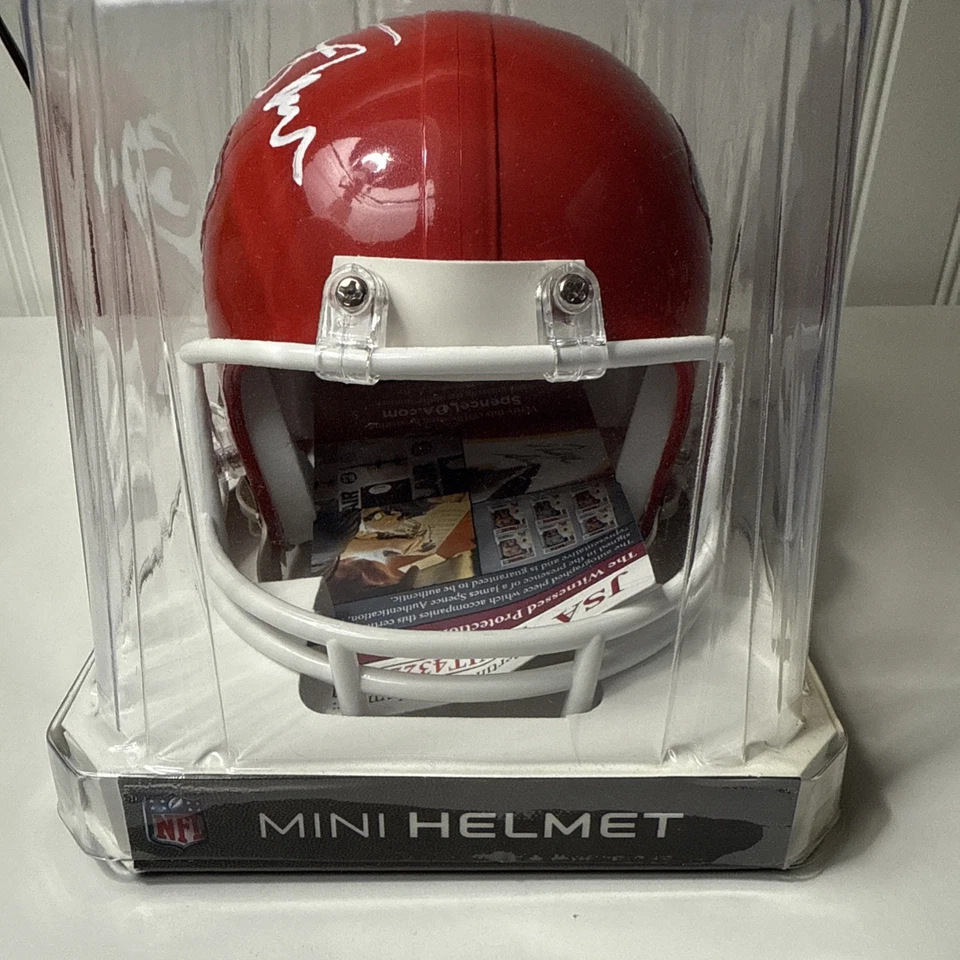 Mini casco de fútbol americano de velocidad firmado por Christian Okoye Kansas City Chiefs - JSA Foto 3 de 4