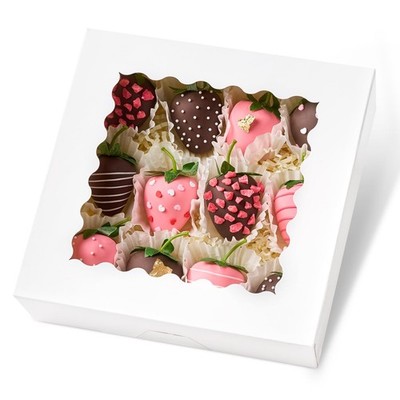 20 PCS Pie Boxes 8x8x2.5 Inch Bakery Window AutoPopup Cookie White Treat Box