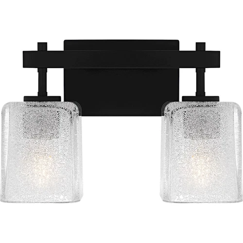 Quoizel Brenthouse 2Lt Bath Light, Black/Clear/Sand Spray Inside - BTH8613MBK - Picture 1 of 1