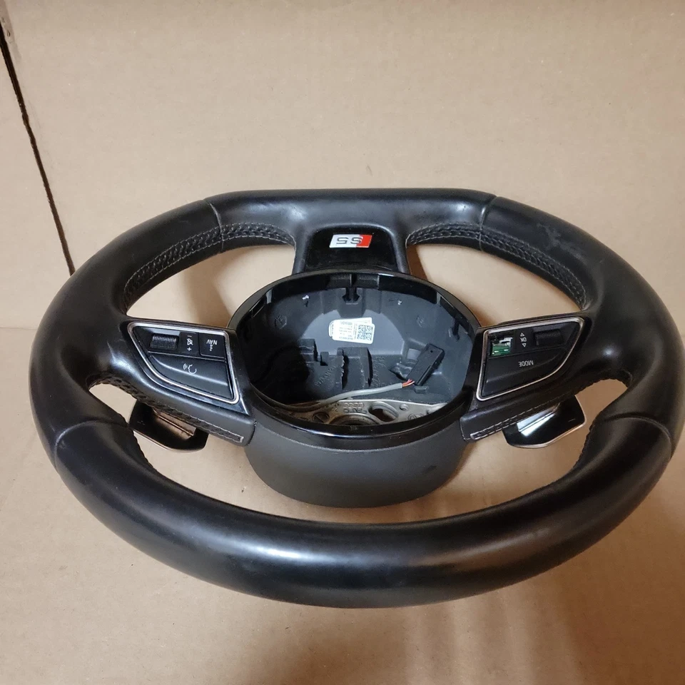 Volante inferior plano Audi S5 S4 S-Line 13-17 con palancas de cambio OEM Foto 3 de 4