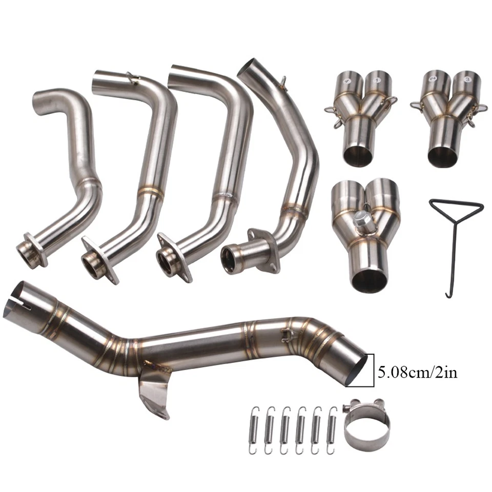 Полноразмерная труба коллектора выхлопной системы из нержавеющей стали для Kawasaki Z900 2017-2024 51 мм - Изображение 2 из 4