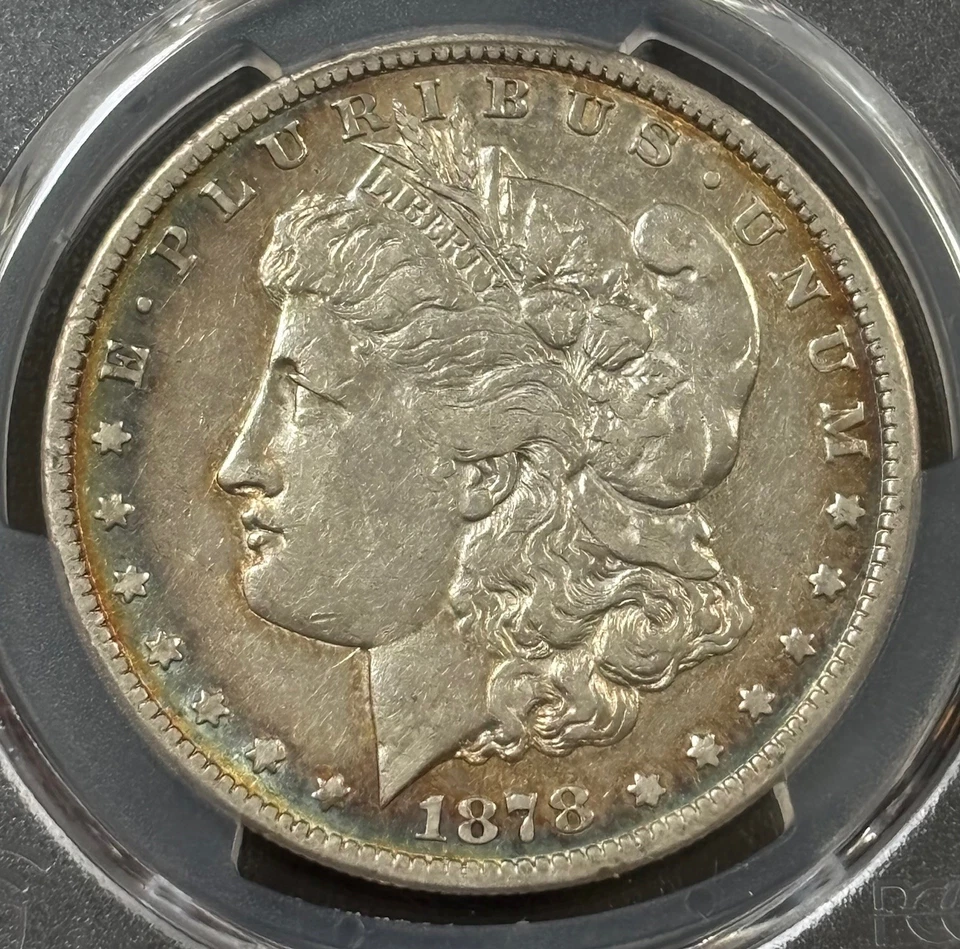 Beautiful Rainbow Edge Toning-1878 CC Morgan Silver Dollar PCGS VF30-GOLD SHIELD - Image 4 of 4