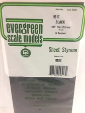 Evergreen Scale Models 9517 Black Styrene Sheets, .08x6x12"