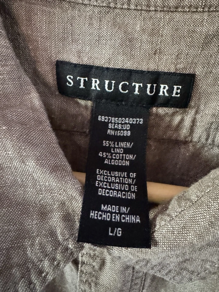 Structure Shirt Mens XL Gray Short Sleeve Button Up Slim Fit Button Sleeves - Image 2 of 3