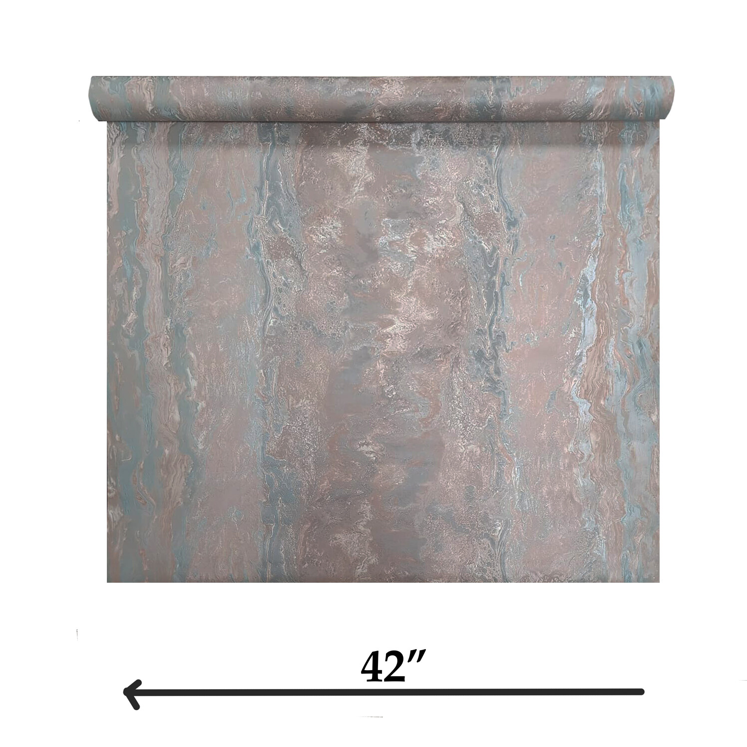 Teal Blue tan bronze metallic Striped faux onyx marble stone textured wallpaper
