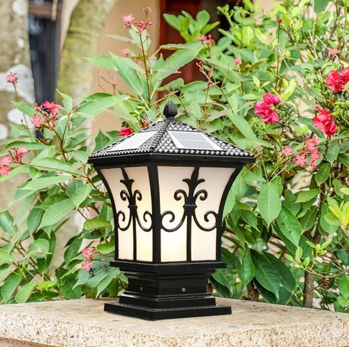 LED Solar Retro Lantern Pillar Light Waterproof Garden Street Fence Decorations - Picture 5 of 18