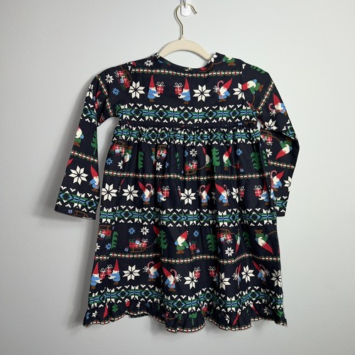 Hanna Andersson Gnome Sweet Gnome Christmas Pajama Nightgown Size 5 110 Cm Navy - Picture 7 of 9
