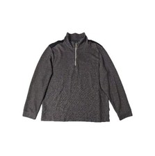 Perry Ellis Men's 1/4 Zip Sweatshirt Grid Fleece Black Heather Size XL
