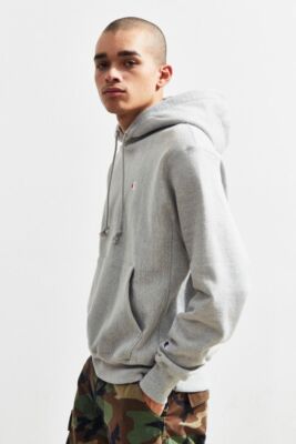 CHAMPION x UO GRAY REVERSE WEAVE C LOGO HOODIE SWEATSHIRT SZ CHAMPION x UO GRAY REVERSE WEAVE C LOGO HOODIE SWEATSHIRT SZ
