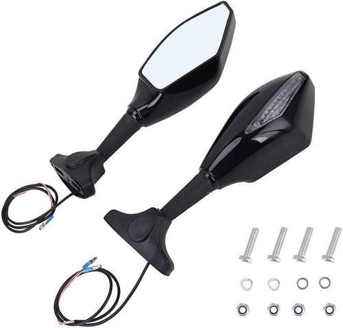 Universal Motorcycle Rear View Side Mirrors with Turn Signal Light LED Indicator - Picture 5 of 9