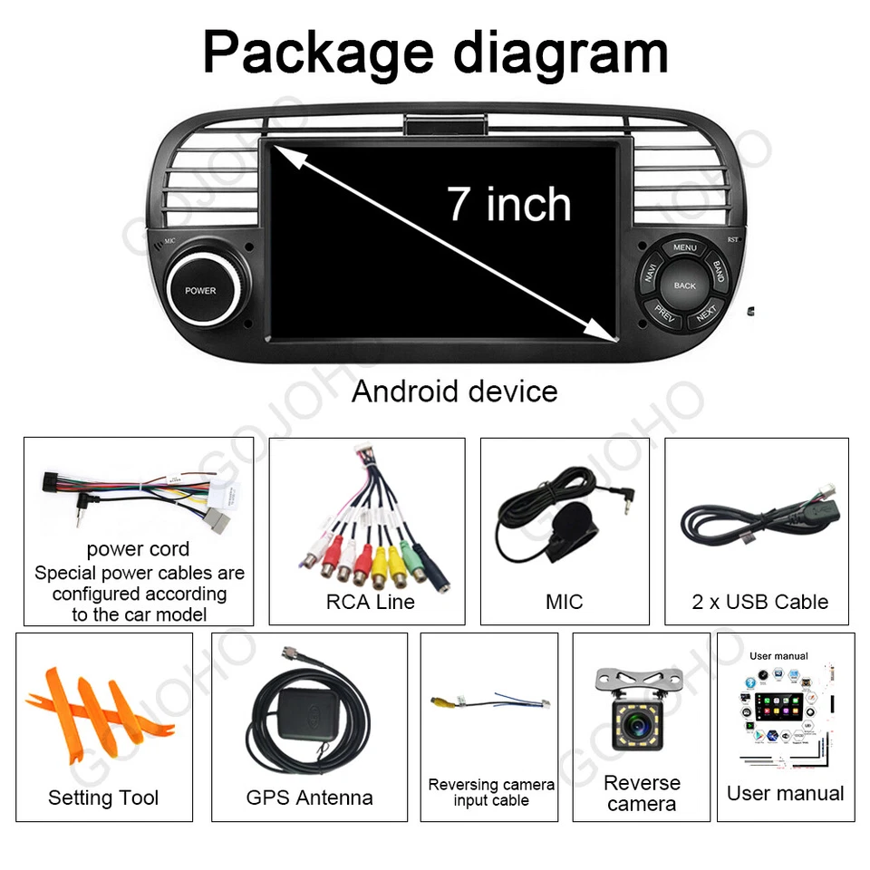 7" 4+64GB Android 13 Car Stereo Radio Carplay GPS Navi BT For Fiat 500 2007-2015 - Image 4 of 4