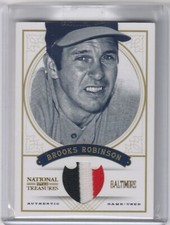 2012 National Treasures Brooks Robinson Game Used Jersey Patch 4/5 Orioles AAB18