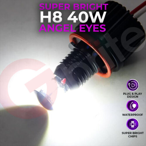 BMW 3-series 40W Canbus LED Angel Eyes Halo Head Light H8 Bulb E90 E91 E92 E93 - Picture 2 of 6