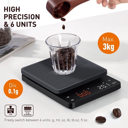 BAGAIL Digital Coffee Scale with Timer, 0.1g High Precision Electronic Kitchen - Picture 6 of 7