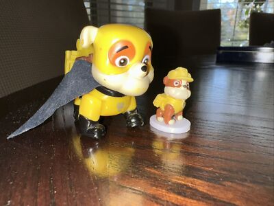 Lot Of 2 PAW Patrol Ultimate Rescue Pup RUBBLE Toy Mini Figure Construction