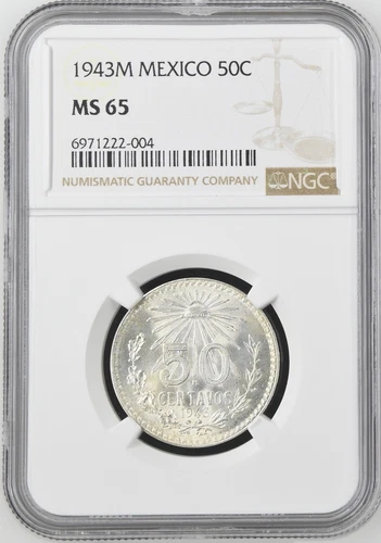 1943 M Mexico 50 Centavos NGC MS 65