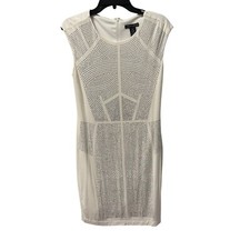 Chelsea & Theodore Cream Studded Cap Sleeve Bodycon Dress Sz M Dress