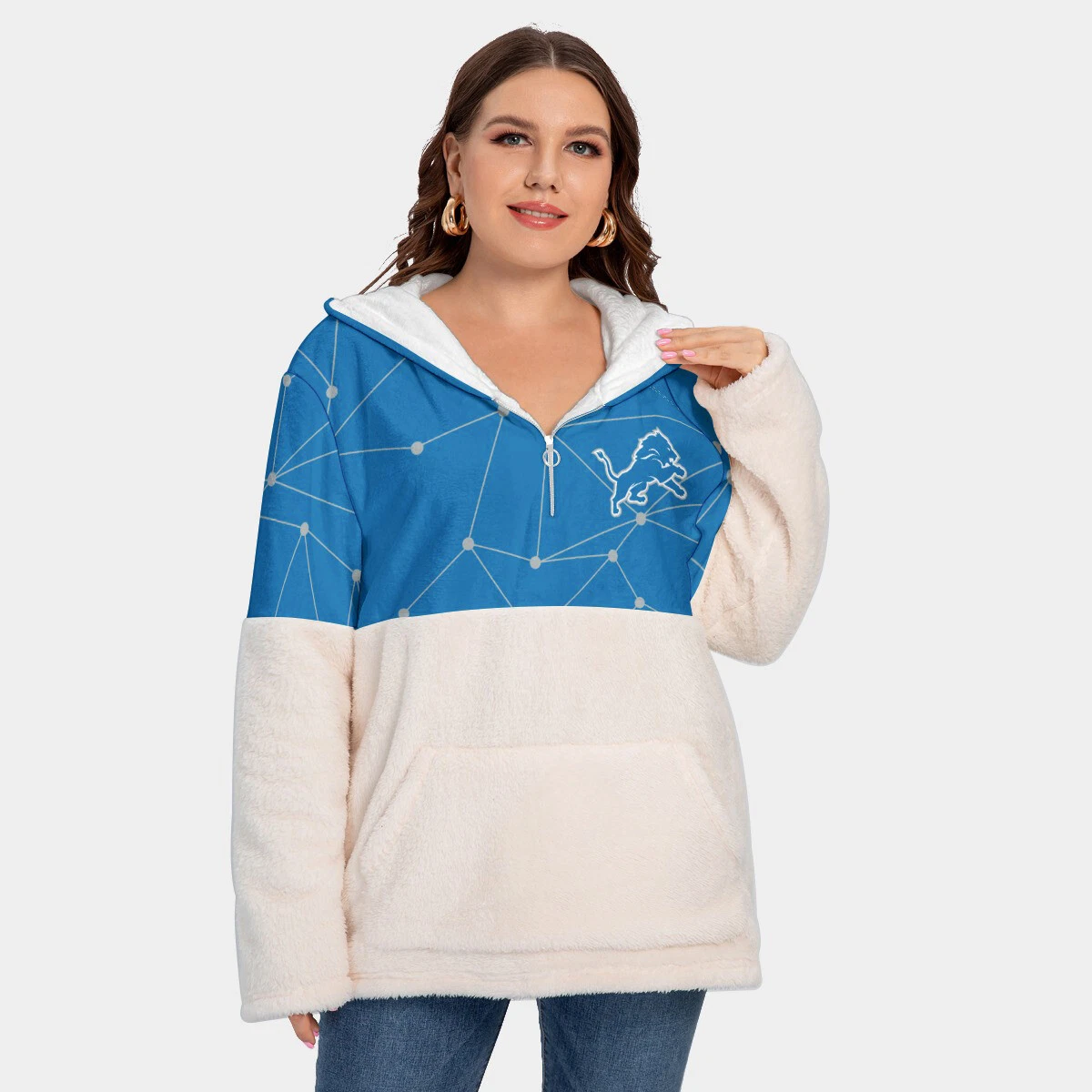 Plus size top sherpa hoodie