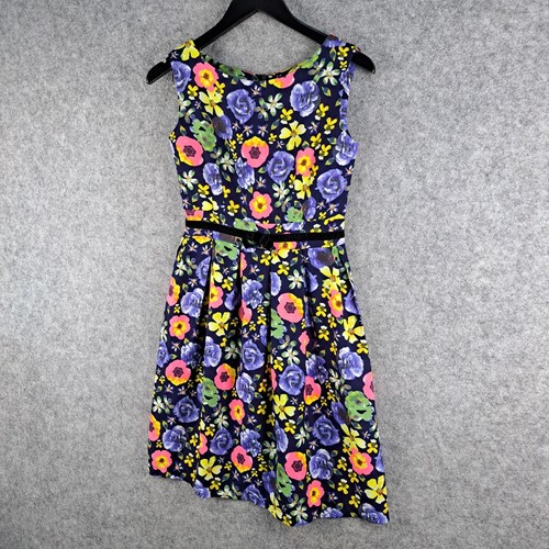 Zara Dress Womens Large Blue Multicoloured Floral Sleeveless Summer Spring 8545 - Picture 10 of 12